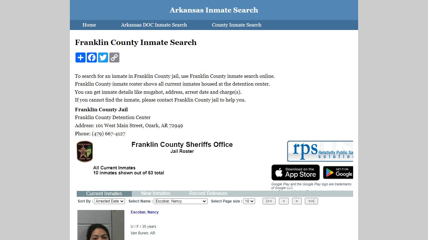 Franklin County Inmate Search